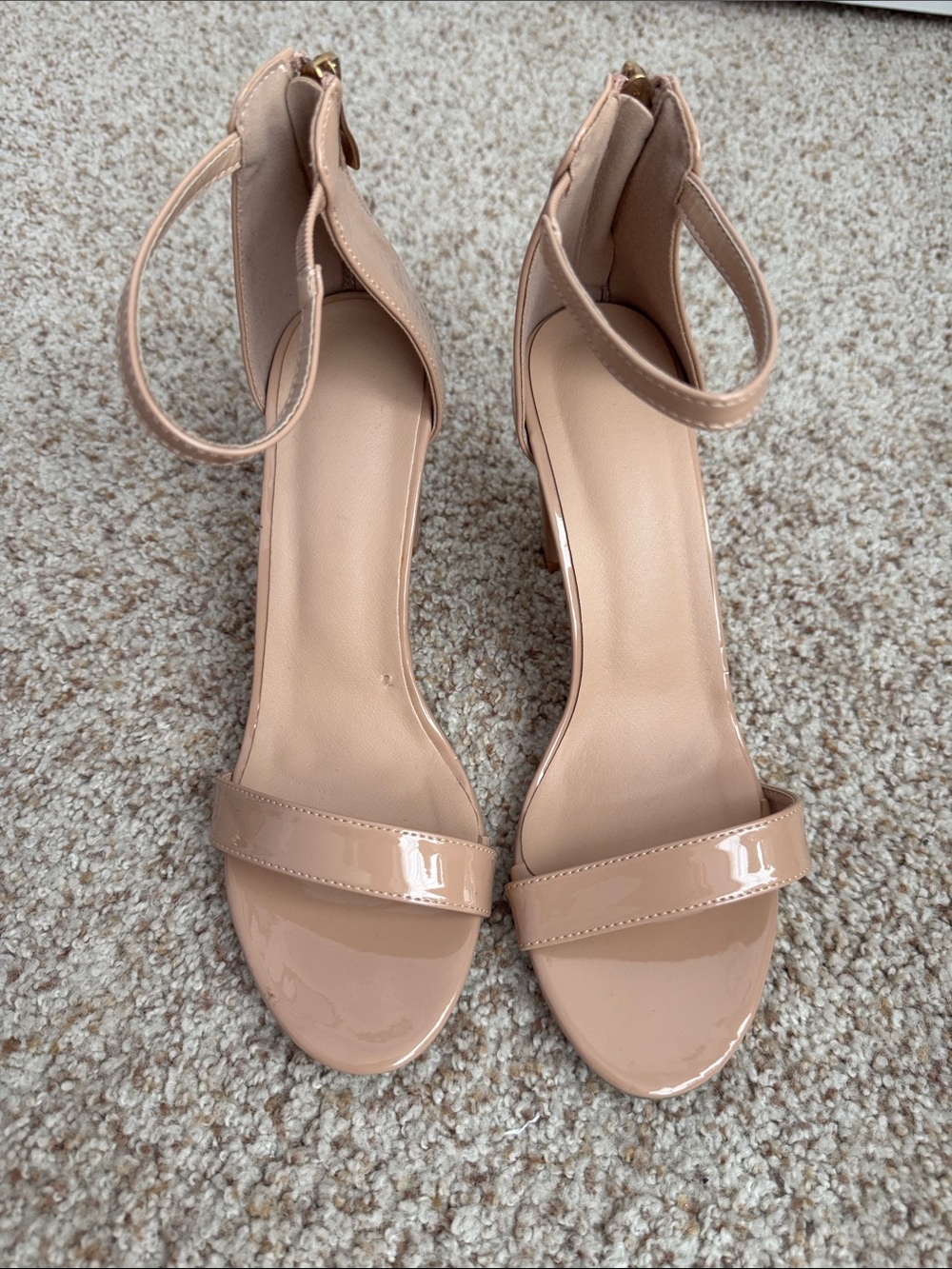 Nude Patent Ankle-Strap Women's Heels Size 8